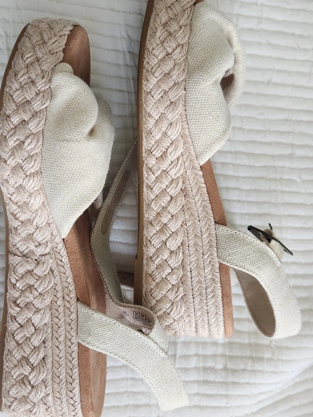Toms Cream Canvas Knot Espadrille Sandals